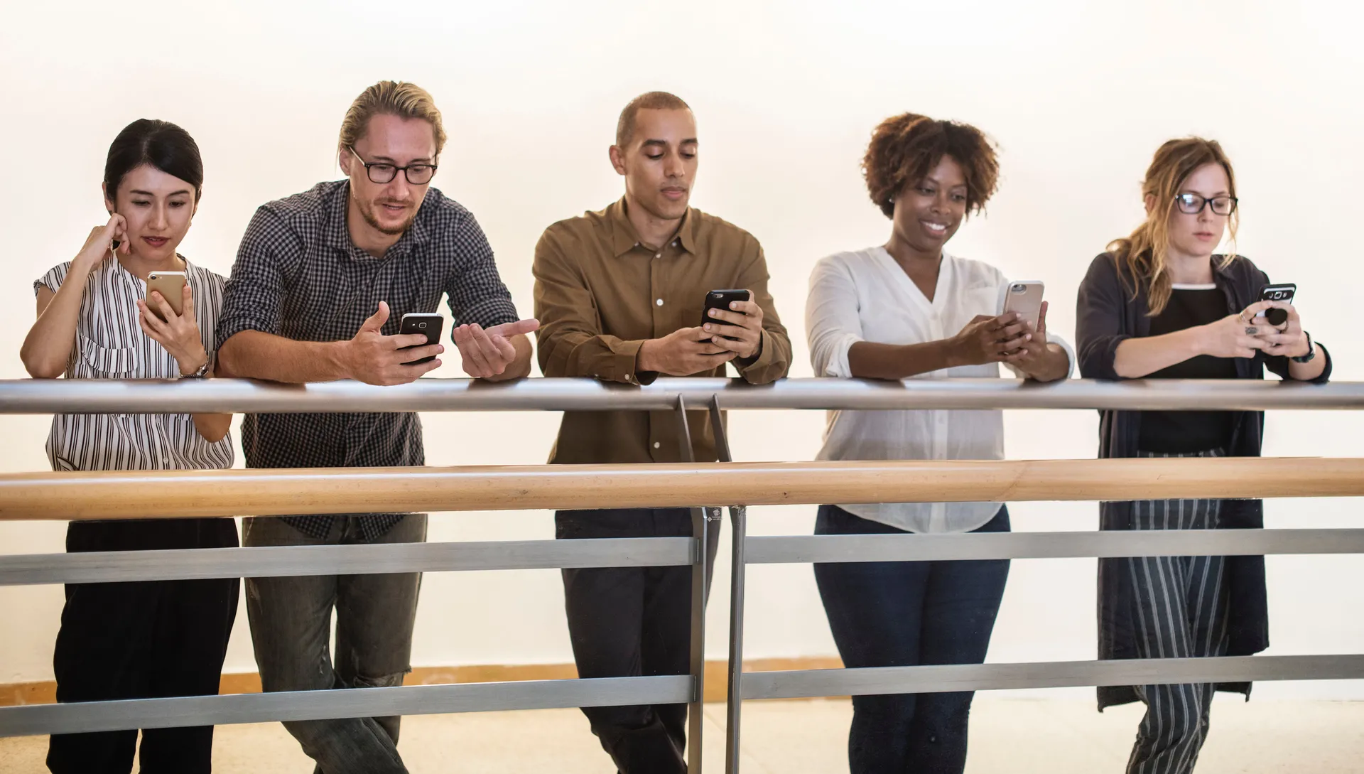 Group using smartphones