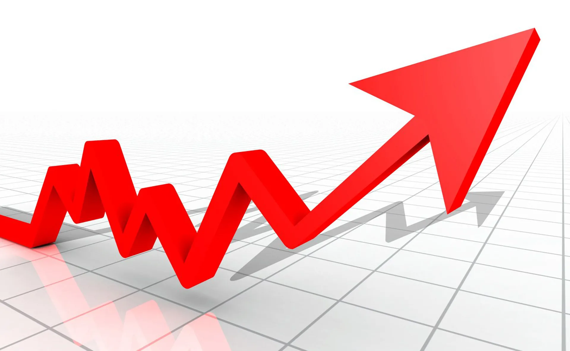 Red arrow showing market growth